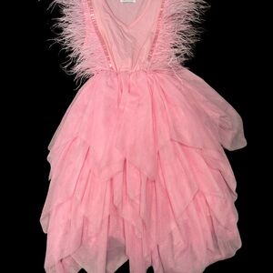EUC Lola + the Boys Girls Size 10 Pink Feathered Dress